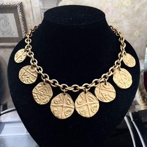 VTG Monet coin Necklace Roman Statement
